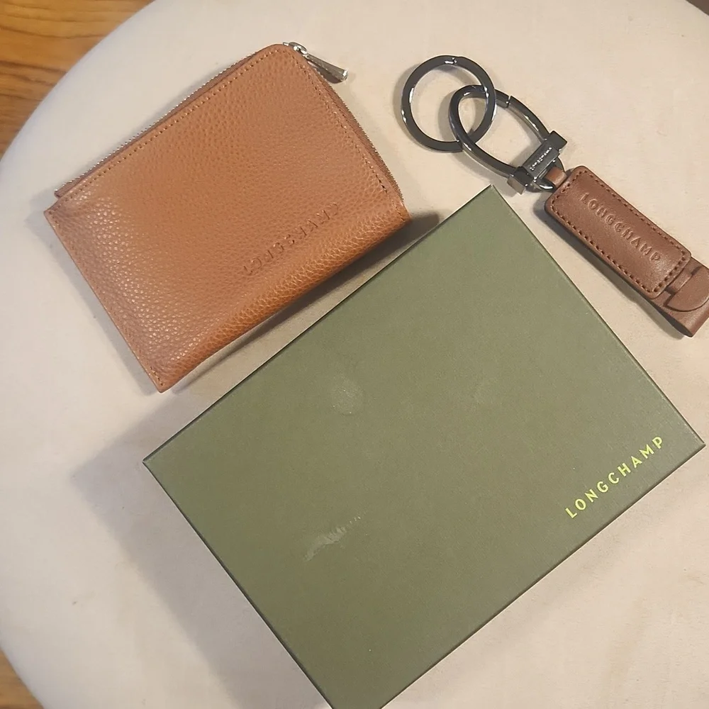 Longchamp Brown Leather Key & Card Holder Set - Picture 4 of 8